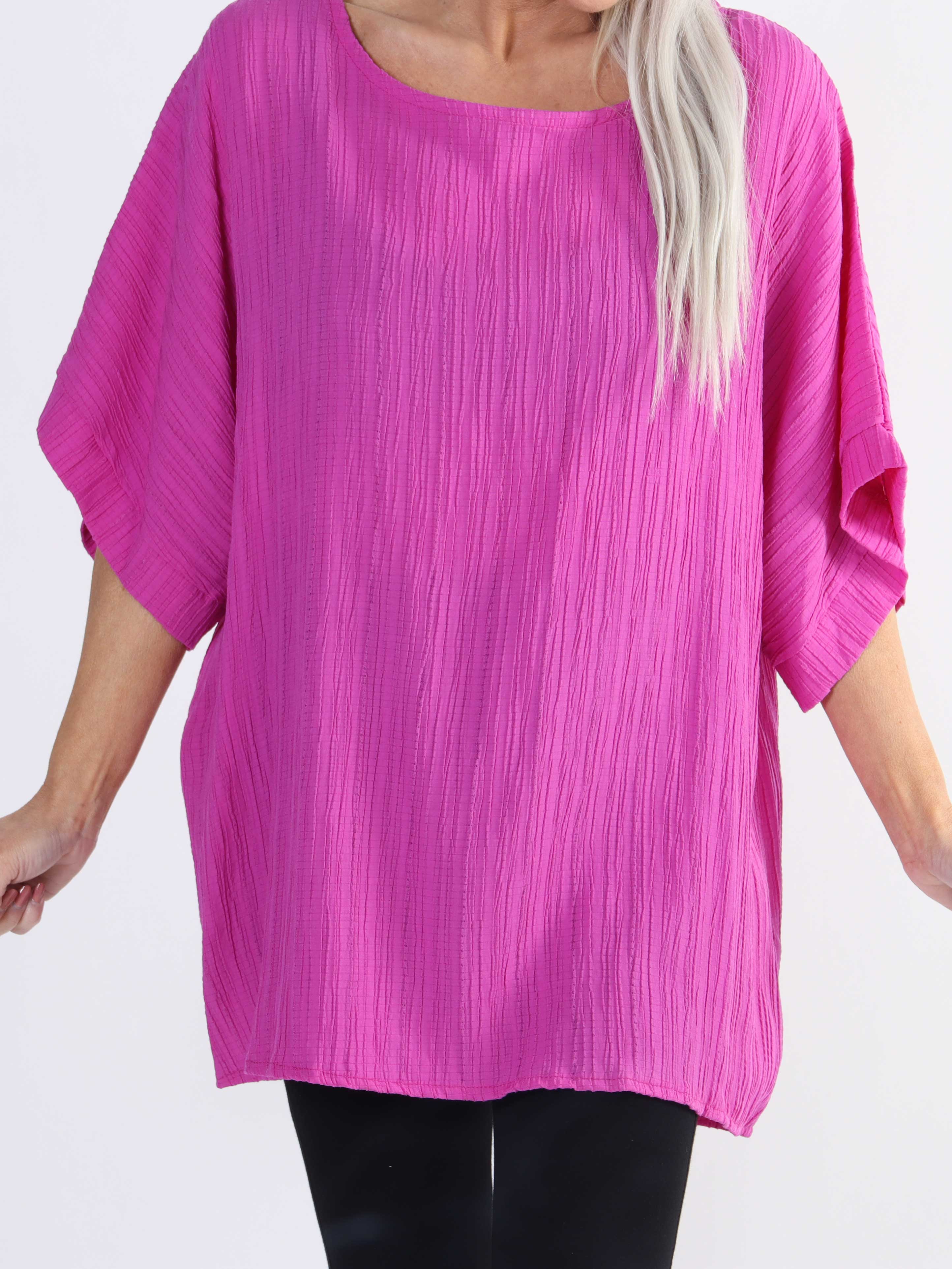 Cindy - enfärgad plus size-blus i crepe-look